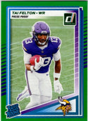 Tai Felton 2025 Panini Donruss Rated Rookie Press Proof Green Card #331