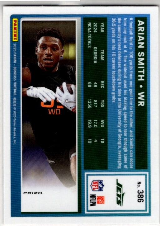 Arian Smith 2025 Panini Donruss Rated Rookie Pink Prizm Card #386