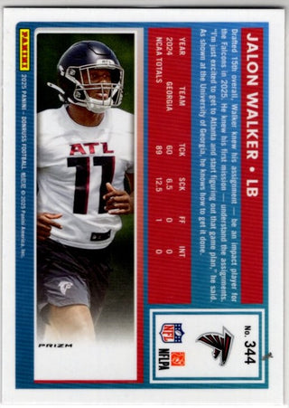 Jalon Walker 2025 Panini Donruss Rated Rookie Pink Prizm Card #344