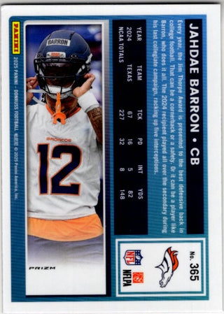 Jahdae Barron 2025 Panini Donruss Rated Rookie Pink Prizm Card #365