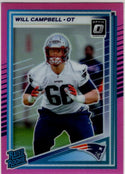 Will Campbell 2025 Panini Donruss Rated Rookie Pink Prizm Card #345