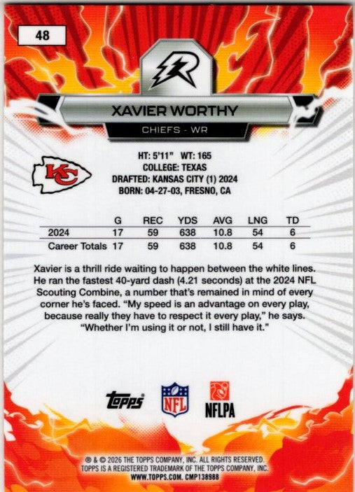 Xavier Worthy 2025 Topps Resurgence Prizm Refractor Card #48