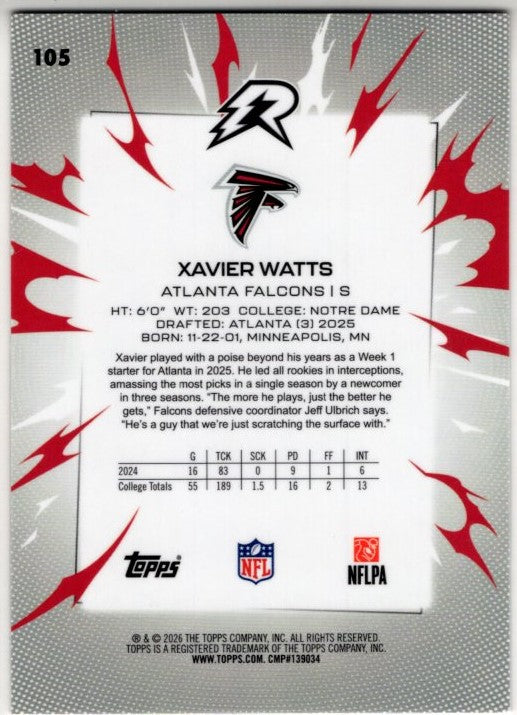 Xavier Watts 2025 Topps Resurgence Blue & Orange Disco RC Card #105