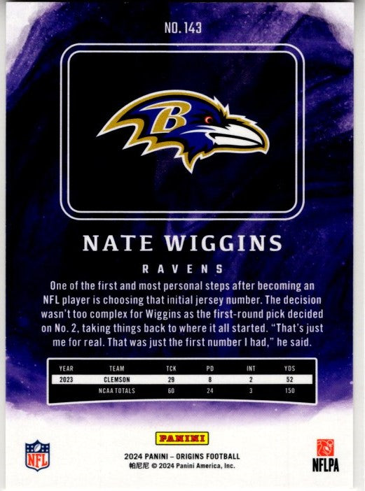 Nate Wiggins 2024 Panini Origins RC Card #143