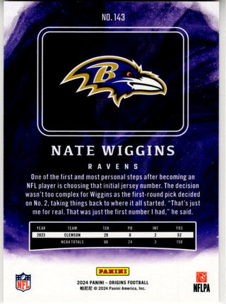 Nate Wiggins 2024 Panini Origins RC Card #143