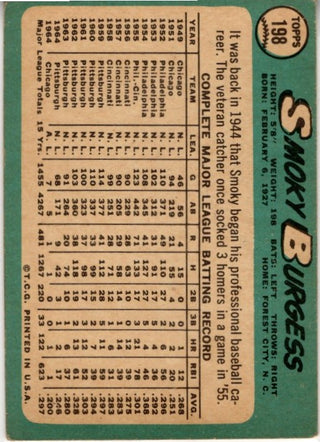 Smoky Burgess 1965 Topps Card #198