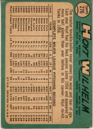 Hoyt Wilhelm 1965 Topps Card #276