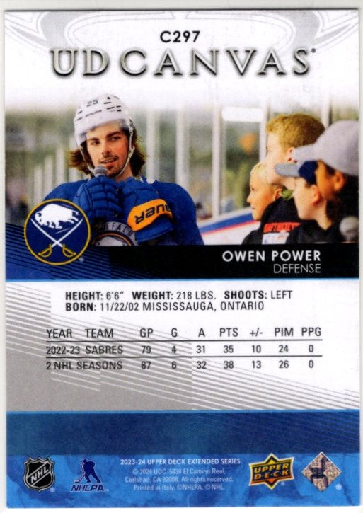 Owen Power 2023-24 Upper Deck Extended Series Canvas Card #C297