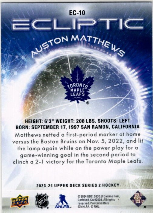 Auston Matthews 2023-24 Upper Deck Ecliptic Series 2 Card #EC-10