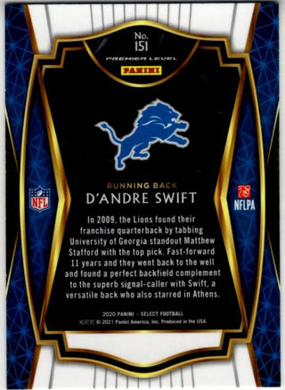 D'Andre Swift 2020 Panini Select Premier Level RC Card #151