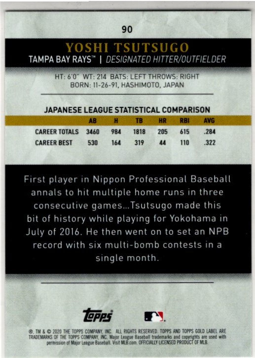 Yoshi Tsutsugo 2020 Topps Gold Label RC Card #90 02/25