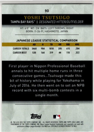 Yoshi Tsutsugo 2020 Topps Gold Label RC Card #90 02/25