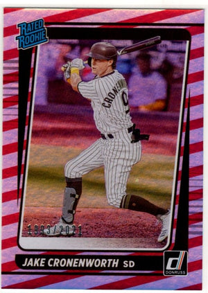 Jake Croneworth 2021 Panini Donruss Rated Rookie Red Stripes Holo Card #62 1993/2021