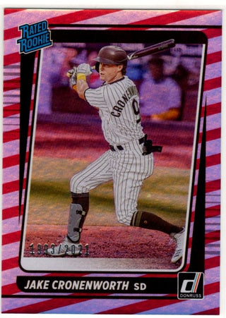 Jake Croneworth 2021 Panini Donruss Rated Rookie Red Stripes Holo Card #62 1993/2021