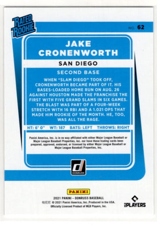 Jake Croneworth 2021 Panini Donruss Rated Rookie Red Stripes Holo Card #62 1993/2021