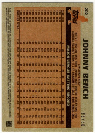 Johnny Bench 2015 Topps Archives Card #202 08/50