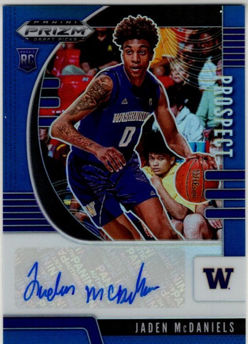 Jaden McDaniels 2020-21 Panini Blue Prizm Draft Picks Prospect Autograph RC Card #PA-JM 073/149