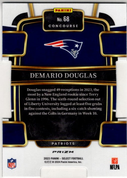 Demario Douglas 2023 Panini Select Concourse Black & Red Prizm Die-Cut RC Card #68