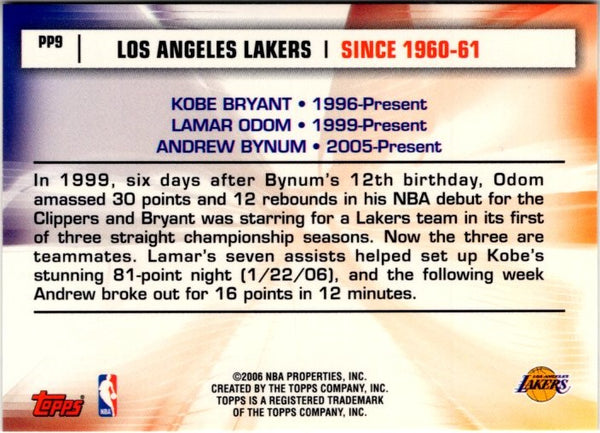Topps 2006 Pride of the Program Kobe Bryant, Lamar Odom, Andrew Bynum Card #PP9