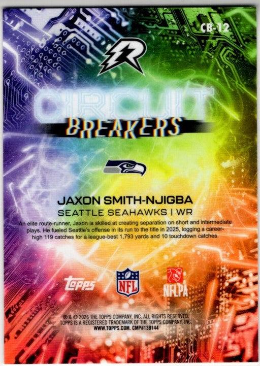 Jaxon Smith Njigba 2025 Topps Resurgence Circuit Breakers Insert Card #CB-12
