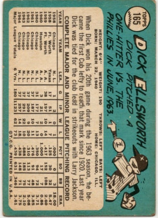 Dick Ellsworth 1965 Topps card #165