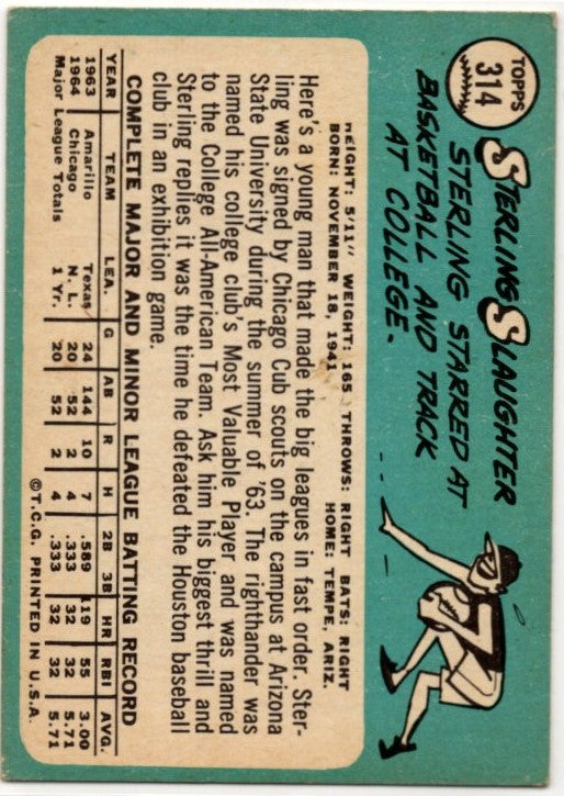 Sterling Slaughter 1965 Topps card #314