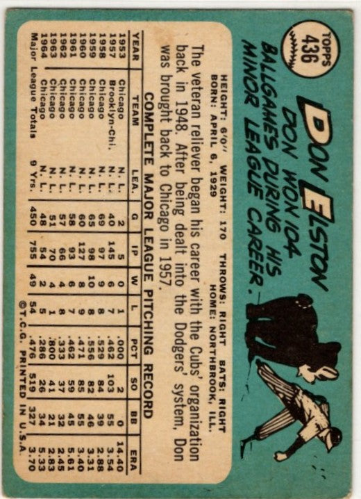 Don Elston 1965 Topps card #436 Damaged