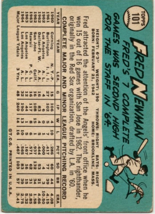 Fred Newman 1965 Topps card #101