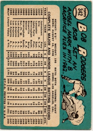 Bob Rodgers 1965 Topps card #342