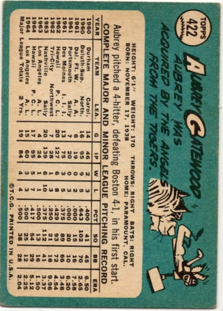 Aubrey Gatewood 1965 Topps card #422