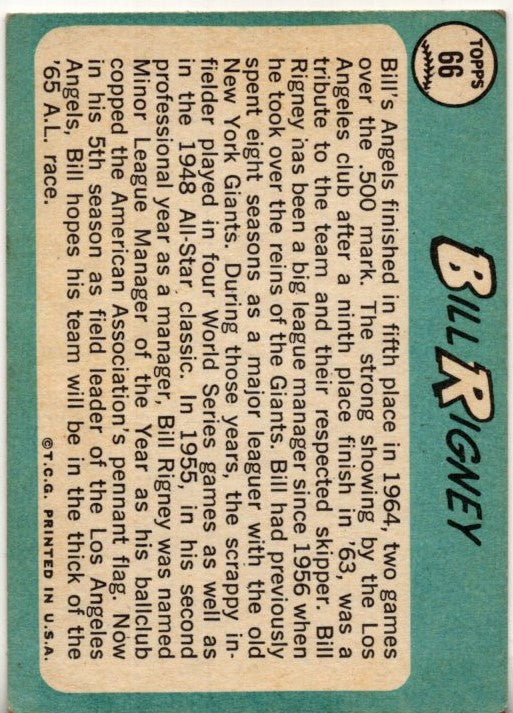 Bill Rigney 1965 Topps card #66
