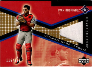 Ivan Rodriguez 2002 Upper Deck Ultimate Collection Game Jersey Card #JP-IR 116/199