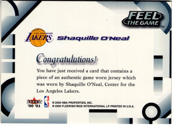 Shaquille O'Neal 2000-01 Fleer Feel the Game Official Game Worn Jersey Card