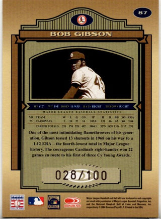 Bob Gibson 2004 Donruss Timeless Treasures Card #87 028/100