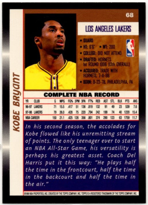 Kobe Bryant 1998-99 Topps Card #68