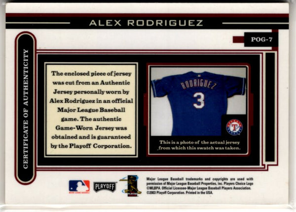 Alex Rodriguez 2003 Playoff Piece of the Game Worn Jersey Card #POG-7