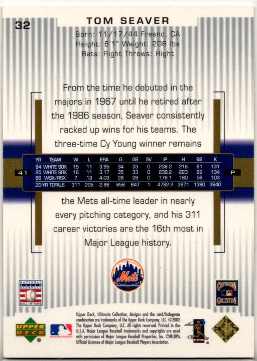 Tom Seaver 2003 Upper Deck Ultimate Collection Card #32 8/799