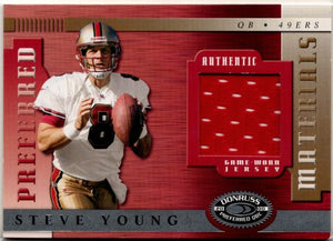 Steve Young 2000 Donruss Preferred QBC Preferred Materials Authentic Game Worn Jersey Card #PM-41 221/300