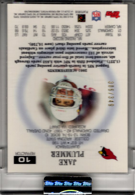 Jake Plummer 2002 Topps Pristine Refractor Card #10 306/349