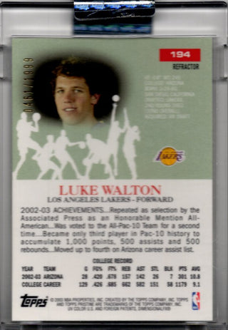 Luke Walton 2003-04 Topps Pristine Refractor Card #194 461/1999