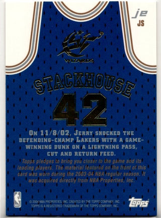 Jerry Stackhouse 2003-04 Topps Authentic Game Worn NBA Jersey Card #JE-JS