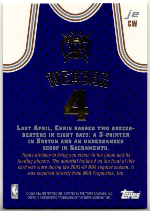Chris Webber 2003-04 Topps Authentic Game Worn NBA Jersey Card #JE-CW