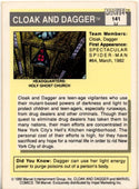 Cloak & Dagger 1990 Marvel Team Picture Card #141