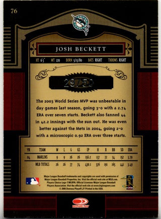 Josh Beckett 2005 Donruss Timeless Treasures Card #76 29/50
