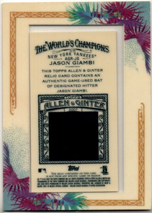 Jason Giambi 2007 Topps Allen & Ginter Framed Bat Relic Card #AGR-JG
