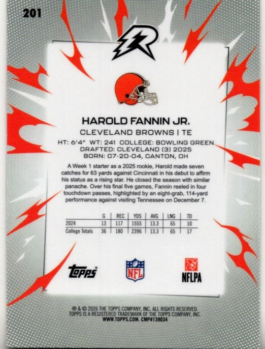 Harold Fannin Jr. 2025 Topps Resurgence Prism Refractor RC Card #201