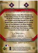 Juan Gonzalez & Ivan Rodriguez 2002 Upper Deck SPx Winning Materials Combo Uniform Patch Card #WM-GR