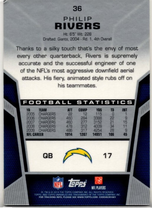 Philip Rivers 2010 Topps Unrivaled Card #36 504/759