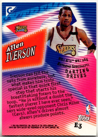Allen Iverson 2001-02 Topps Gallery SP Extreme Card #E3