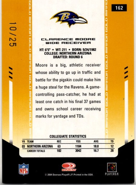 Clarence Moore 2004 Donruss Leaf Certified Materials New Generation Gold Card #162 10/25